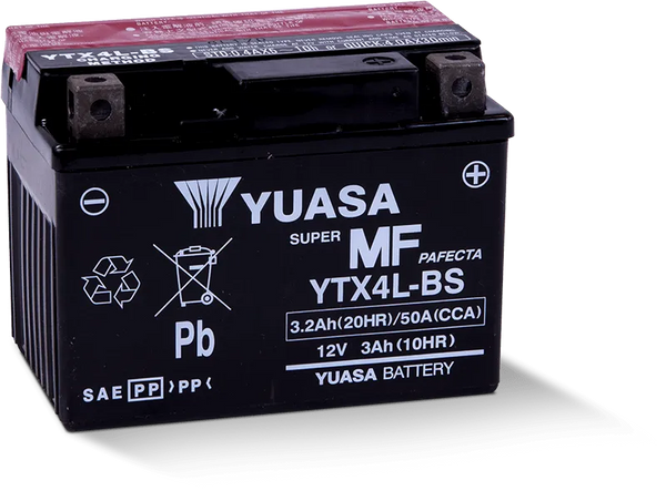 Yuasa YTX4L-BS Maintenance Free AGM 12 Volt Battery (Bottle Supplied)