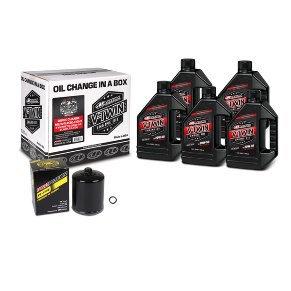 Maxima V-Twin Quick Change Kit Synthetic w/ Black Filter Milwaukee-Eight